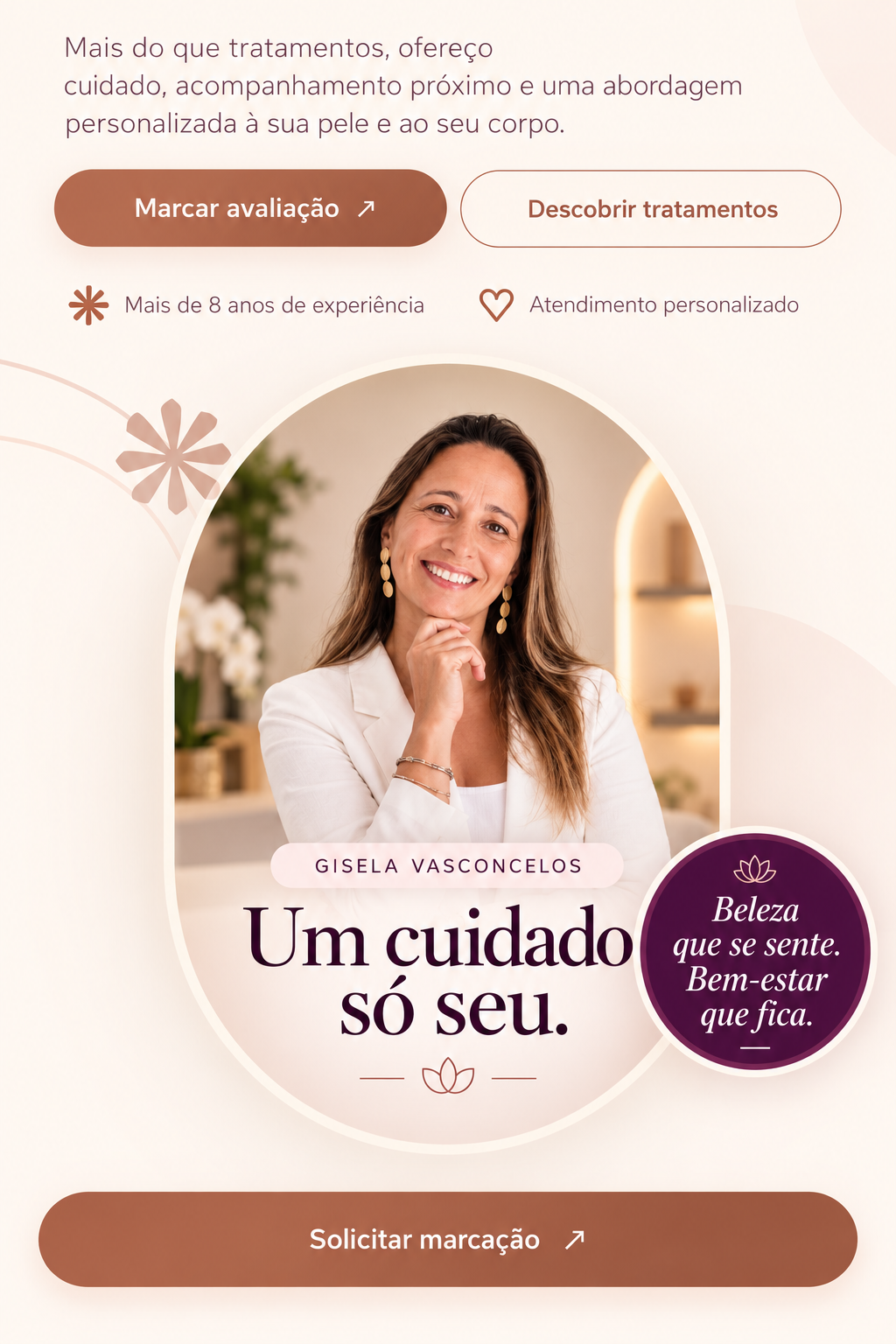 Gisela Vasconcelos — Um cuidado só seu. Beleza que se sente. Bem-estar que fica.